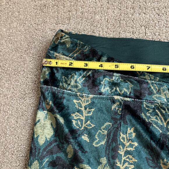 NWT Free People Hold Me Closer Flare Bell Bottom Pants Blue Velvet Emerald Sz XL - Picture 4 of 9